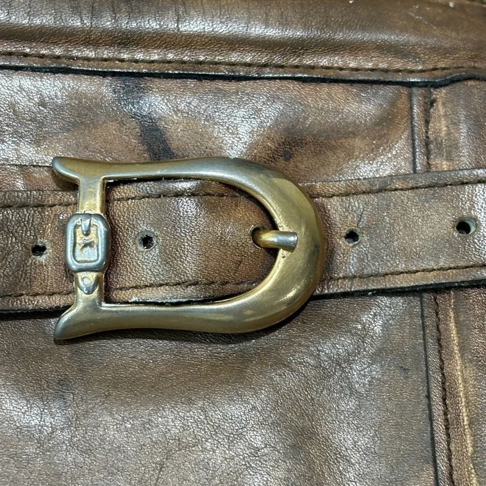 C&C Vintage Leather Briefcase attached brown